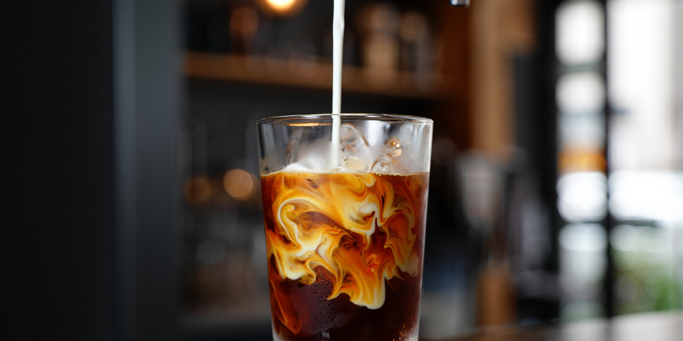 caffeinated cold brew with milk